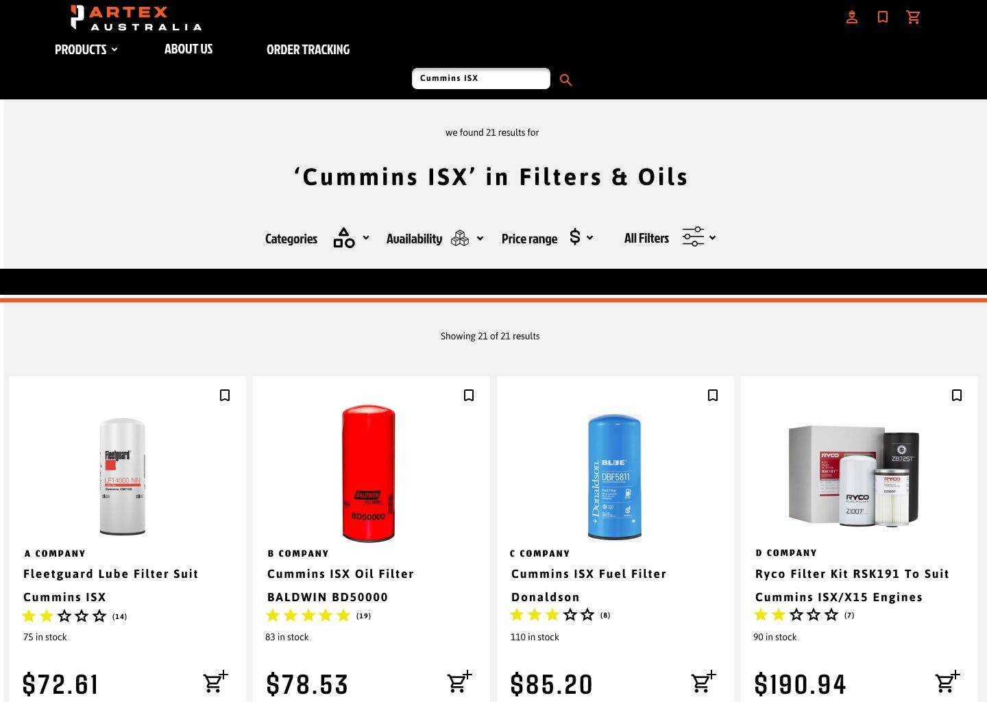 partpro website page